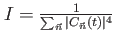 $ I=\frac{1}{\sum_{\vec{n}} \vert C_{\vec{n}}(t) \vert^4}$