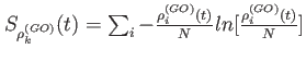 $ S_{\rho_k^{(GO)}}(t)=\sum_i - \frac{\rho^{(GO)}_i(t)}{N} ln [\frac{\rho^{(GO)}_i(t)}{N}] $