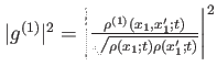 $ \vert g^{(1)}\vert^2=\left\vert \frac{\rho^{(1)}(x_1,x'_1;t)}{\sqrt{\rho(x_1;t)\rho(x'_1;t)}} \right\vert^2$
