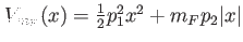 $ V_{m_F}(x) = \frac{1}{2} p_1^2 x^2 + m_F p_2 \vert x \vert$